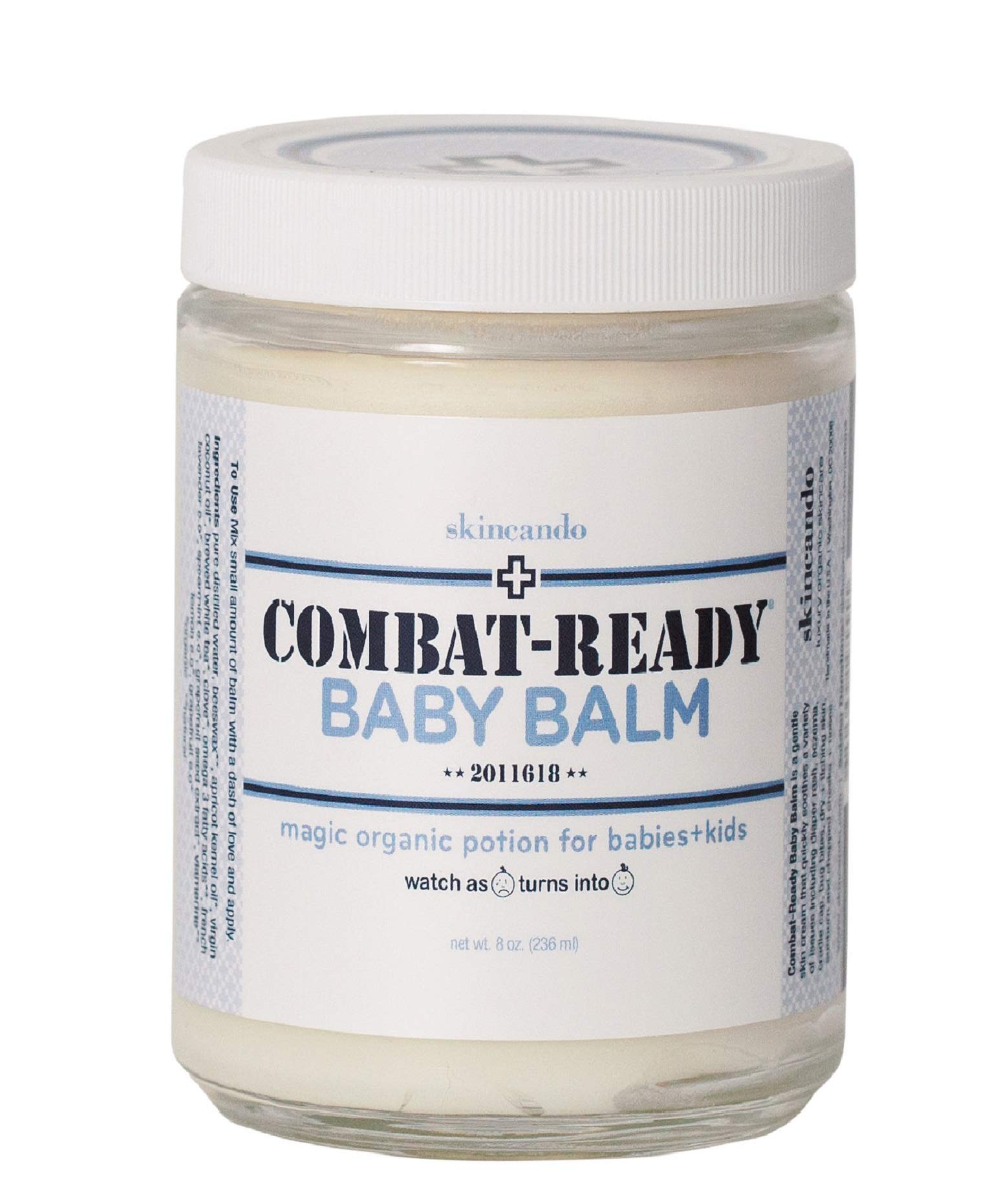 Combat Ready BABY BALM - 8oz By Skincando - All Natural - Moisturizer for Babies - Diaper Rash - Eczema - Cradle Cap - Dry Skin