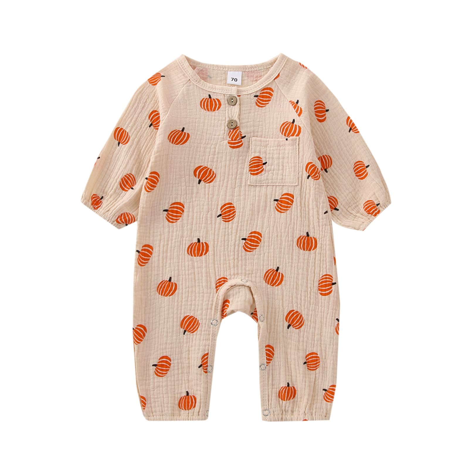 Halloween Baby Boy Girl Outfit Pumpkin Long Sleeve Onesie Romper Jumpsuit Halloween Clothes Girl Boy (Pumpkin Onesie,12-18 Month