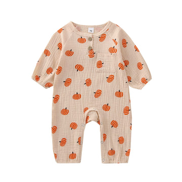 Halloween Baby Boy Girl Outfit Pumpkin Long Sleeve Onesie Romper Jumpsuit Halloween Clothes Girl Boy (Pumpkin Onesie,0-3 Months)