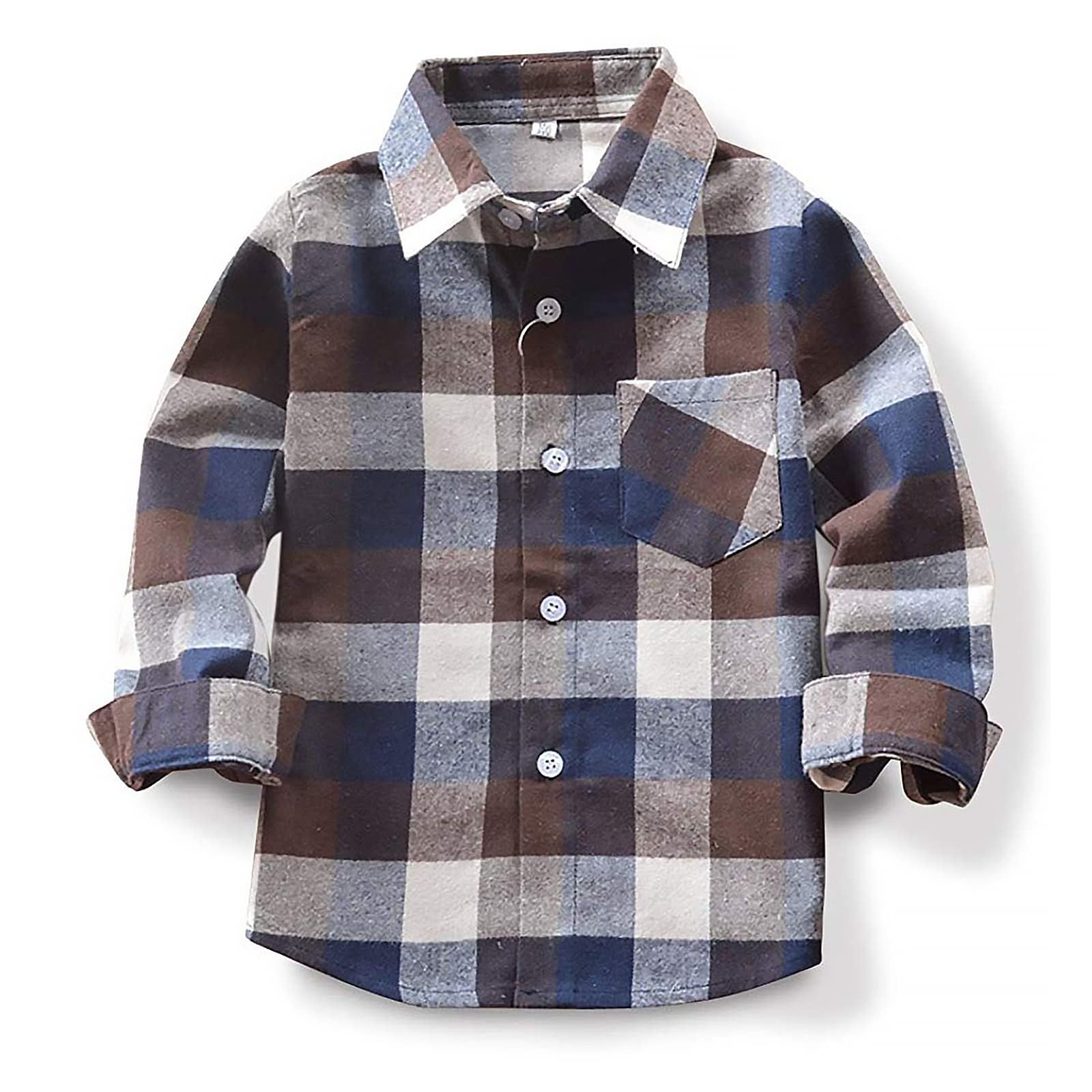 Fuermos Toddler Baby Boy Girls Outfits Plaid Flannel Long Sleeve Shirt Tops Kid Clothes(4-5T)