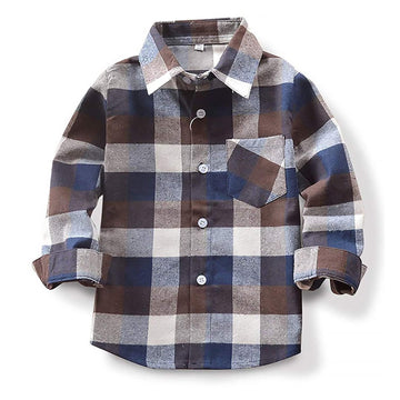 Fuermos Toddler Baby Boy Girls Outfits Plaid Flannel Long Sleeve Shirt Tops Kid Clothes(4-5T)