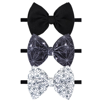 Yanjie Halloween Bows For Baby Girls Elastic Nylon Headbands Toddler Girls Spider Hair Bows Ghost Hair Halloween Accessories New