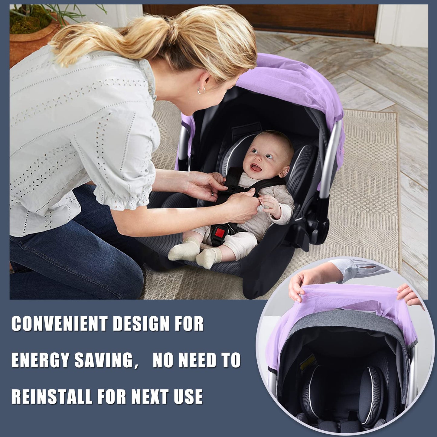 Mosquito Net For Baby Car Seats, Infant Car Seat Insect Mesh Net, Breathable, Universal Fit For All Car Seats, Premium Quality: