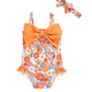 Mioglrie Baby Girl Swimsuit Infant 18-24 Month Bathing Suits Newborn Girls Summer Beach Swimwear Orange Floral Toddler One Piece