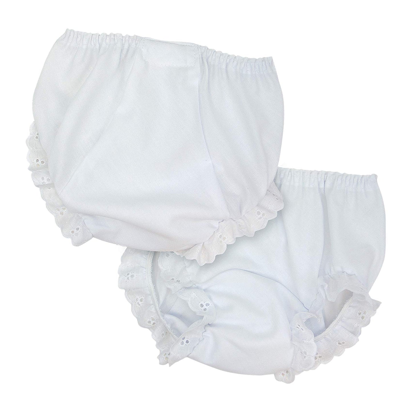 I.C. Collections Baby Girls White Double Seat Diaper Cover Bloomers, Size M