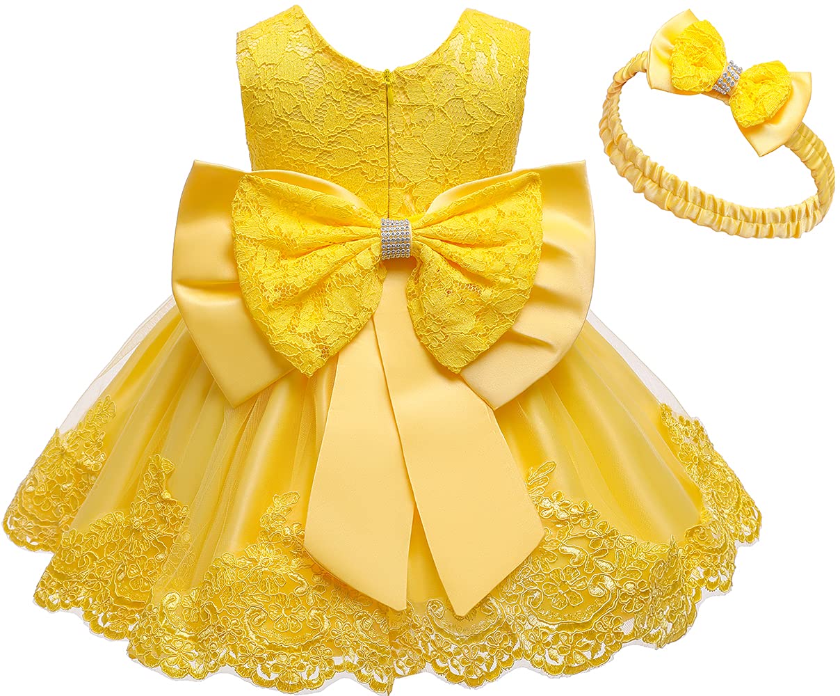 Jup'Elle Baby Girls Dresses Party Birthday Wedding Little Flower Girl Formal Yellow Dress For Babies 2 Years