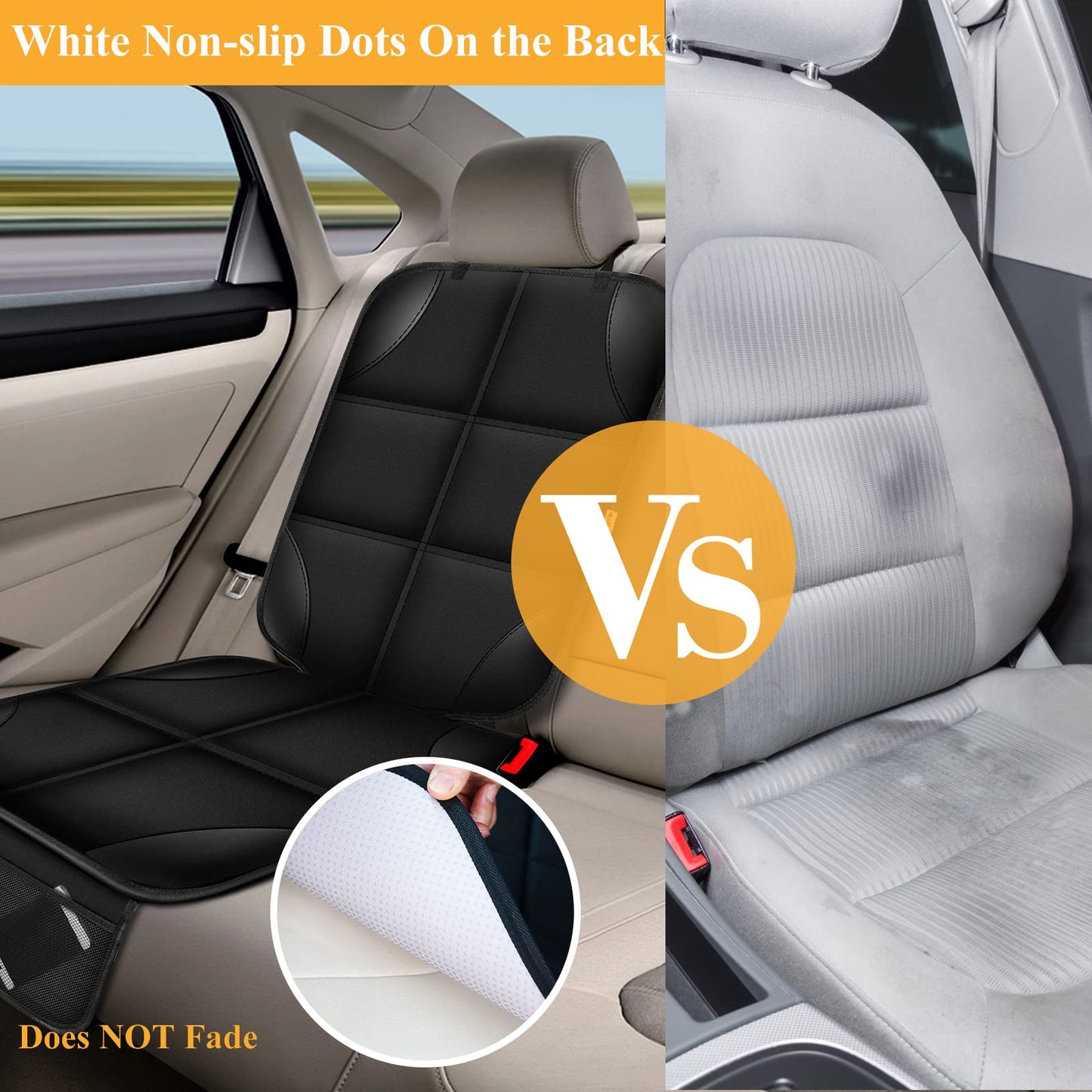 Opneldum Car Seat Protector, Thick Padding Seat Protector Under Baby Car Seat, 600D Waterproof Non-Slip Fabric Seat Cover For Ch