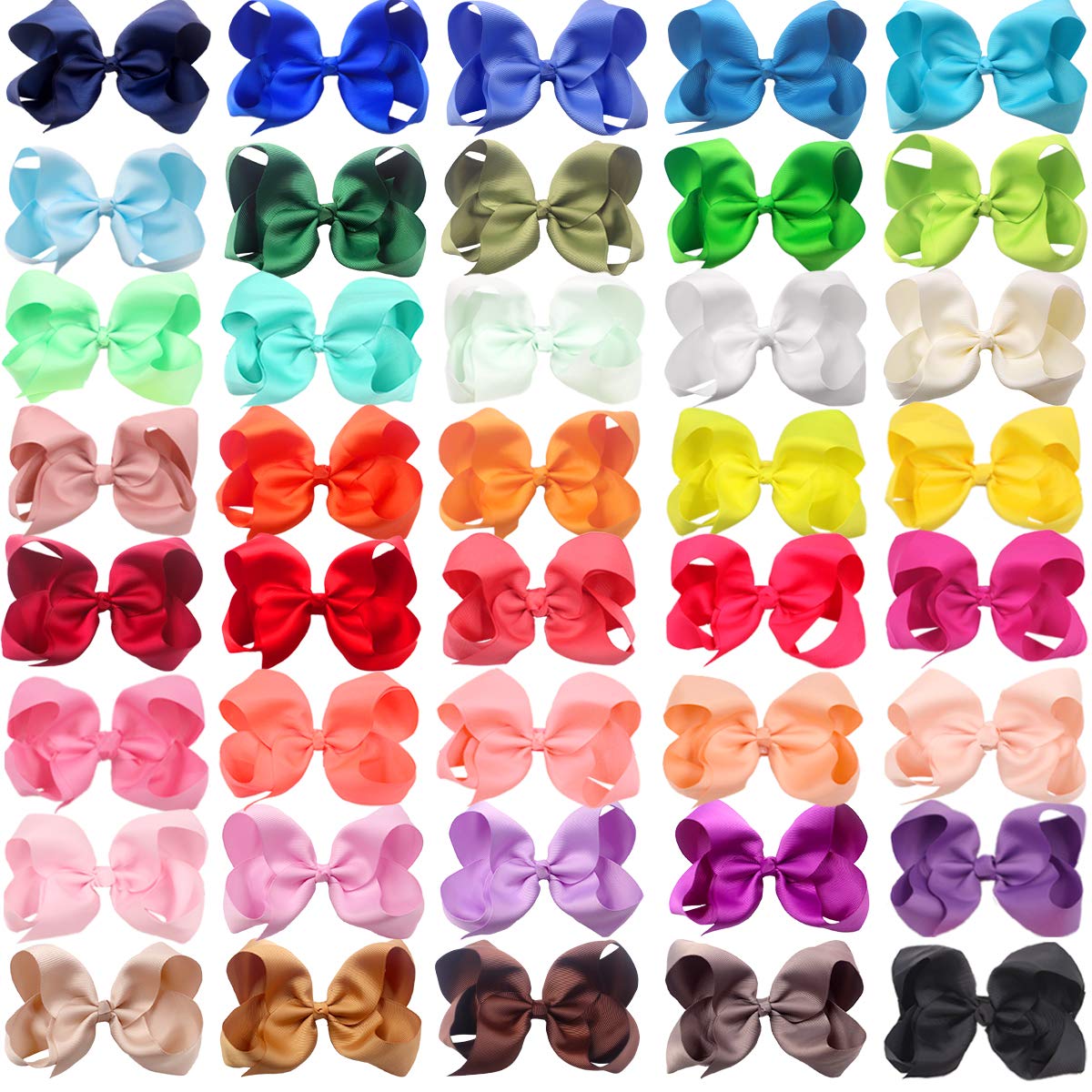 C  Llot 40 Pieces 6 Inch Hair Bows For Girls Clips Grosgrain Ribbon Boutique Hair Bow Alligator Clips For Girls Teens Toddlers K