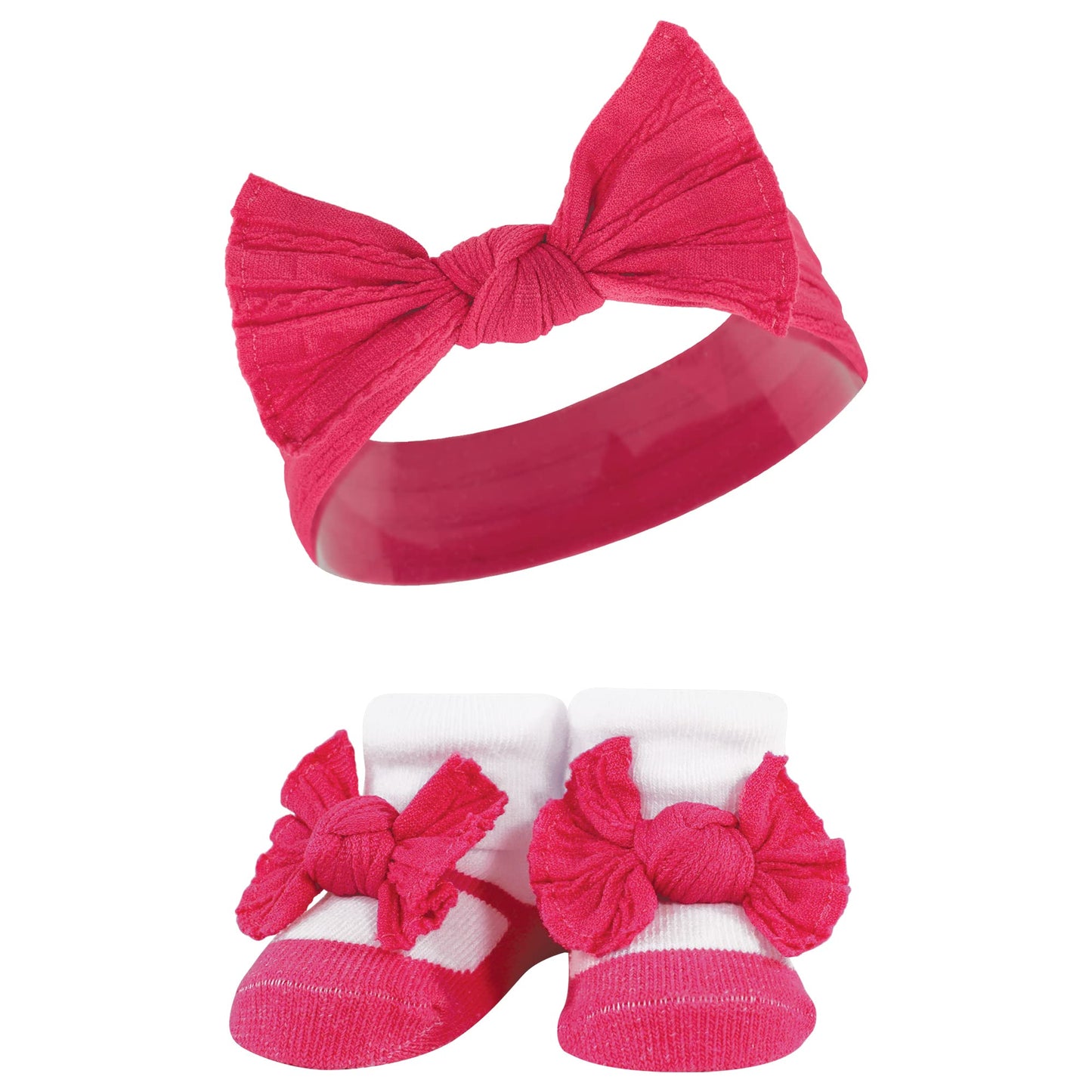 Hudson Baby Baby Girls' Headband And Socks Giftset, Pink White, One Size