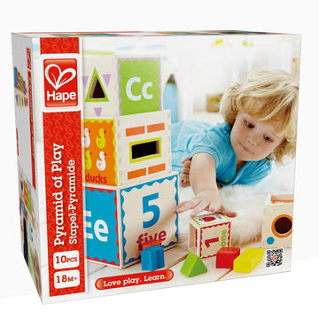 Hape Pyramid of Play Wooden Toddler Wooden Nesting Blocks Set, L: 5.5, W: 5.5, H: 5.5 inch