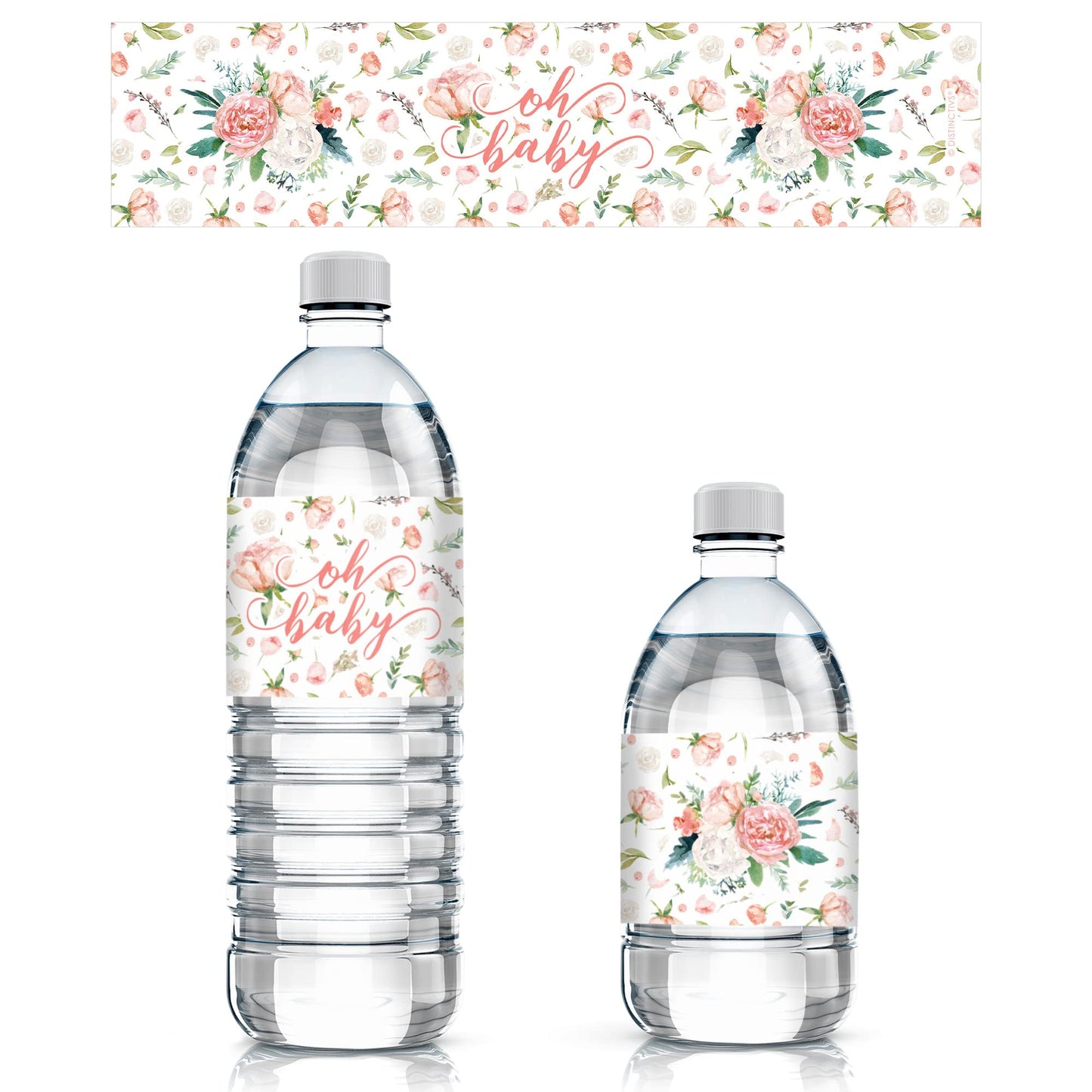 Baby In Bloom Baby Shower Water Bottle Labels, 24 Waterproof Stickers For Pink Floral Boho Girl Baby Shower