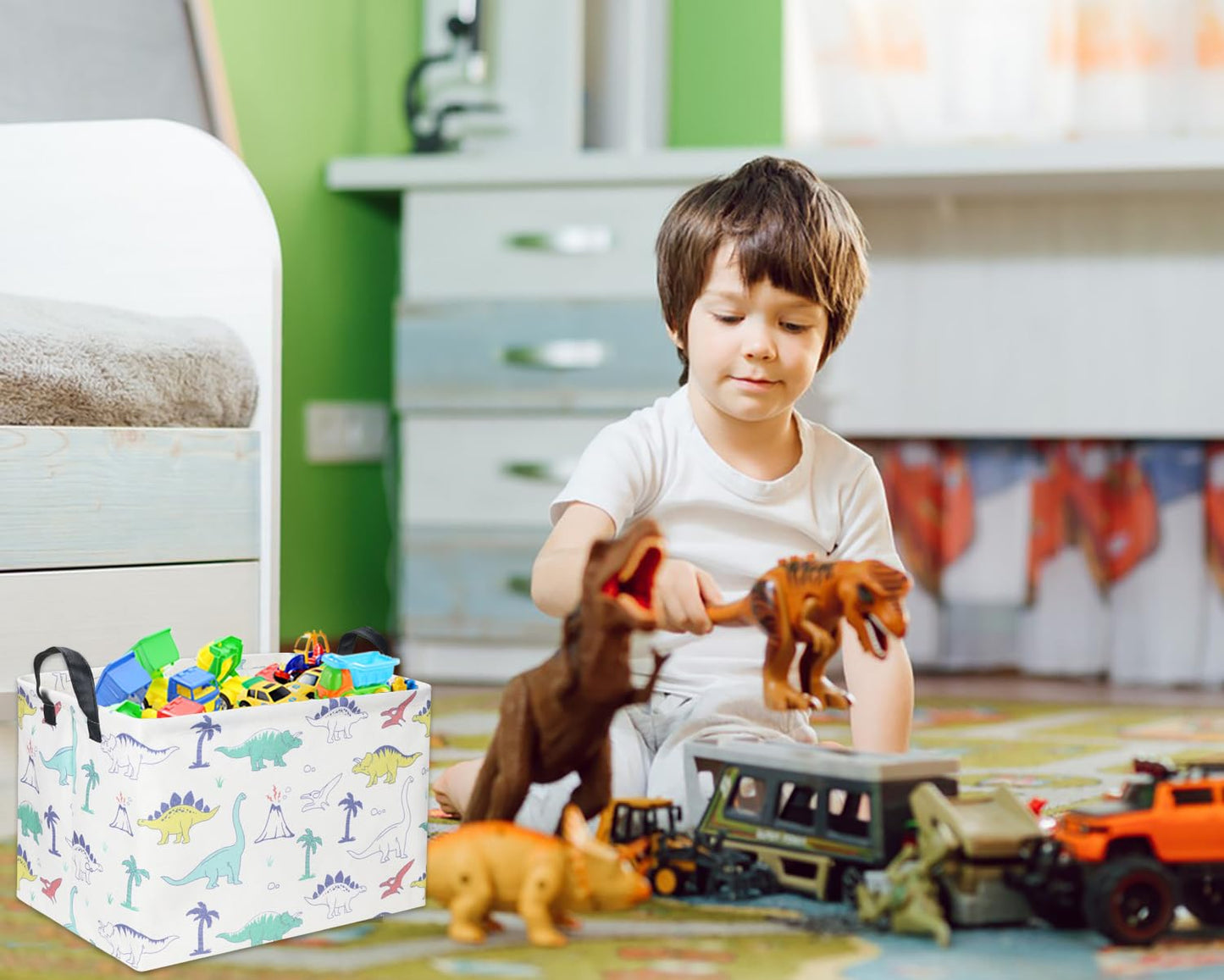 Ddbasket Rectangular Dinosaur Basket For Boys Dinosaur Gift Basket Empty Kids Storage Bin Baby Toy Organizer Box Dinosaur Room D