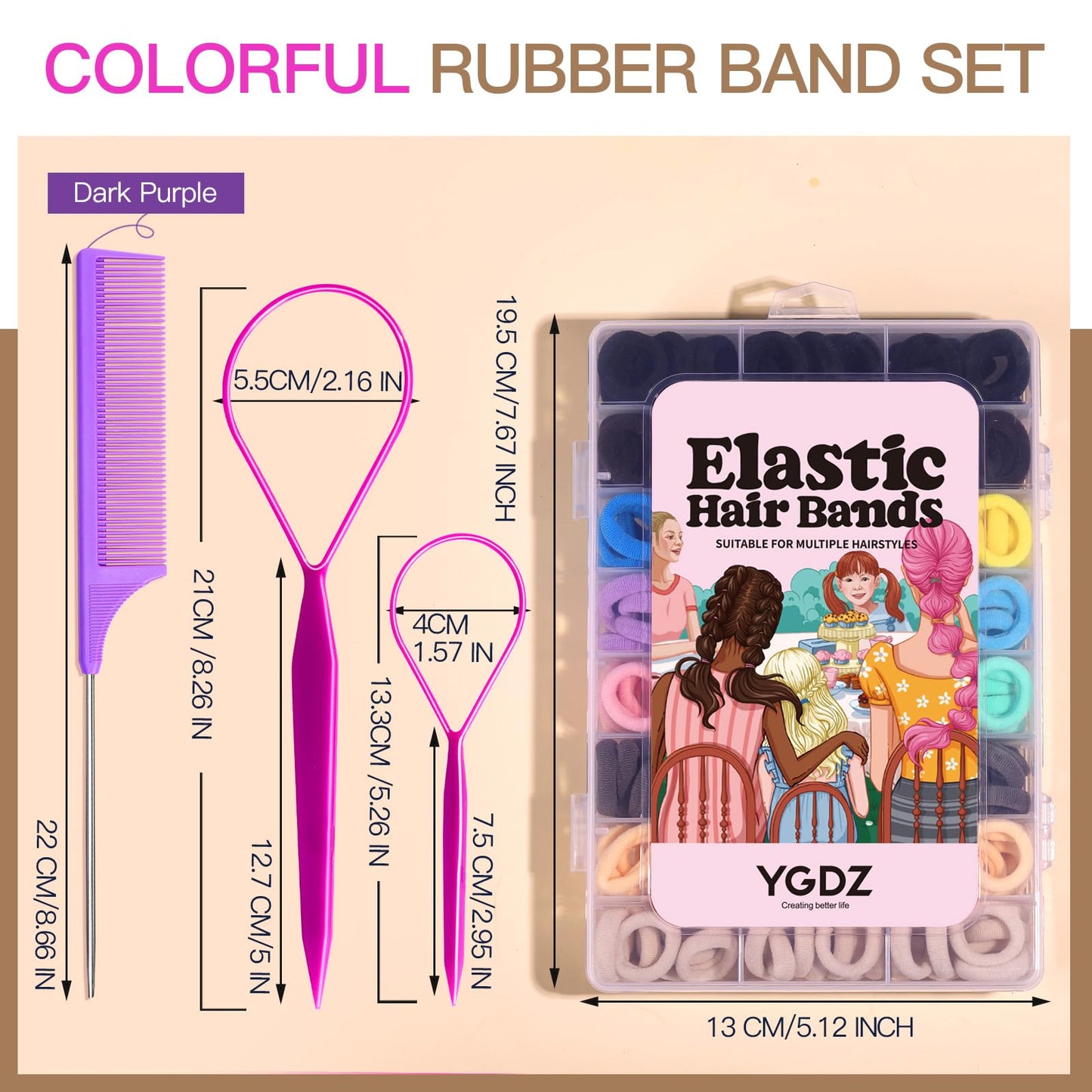 Ygdz Baby Hair Ties, 280 Pcs Cotton Toddler Hair Ties, Seamless Soft Small Elastics Hair Bands With Organizer Box, Hair Accessor