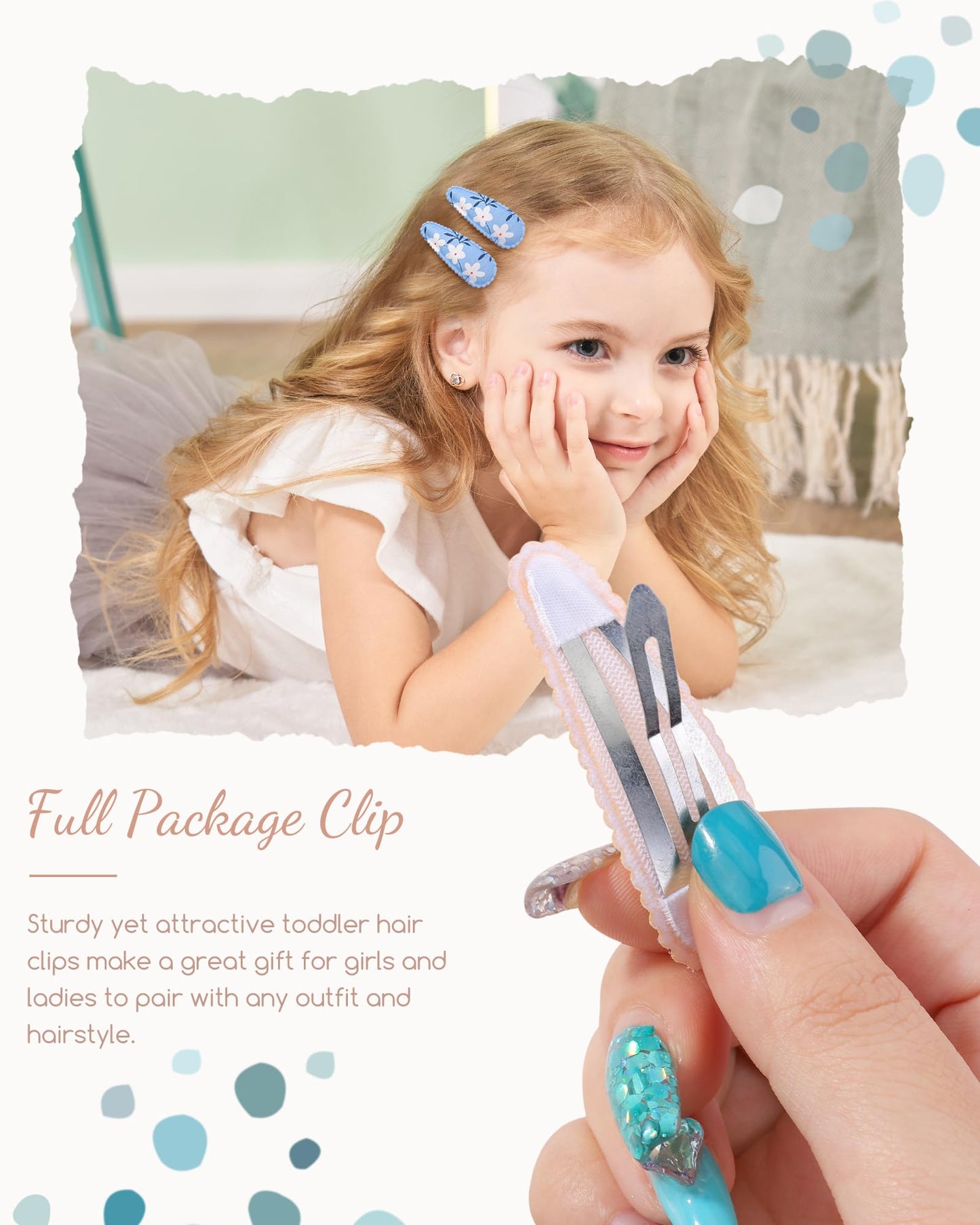 Doboi 40Pcs Toddler Hair Clips Hair Barrettes Baby Girl Hair Bows Clips Floral Print Non Slip Snap Hairpins Flower Clips For Hai