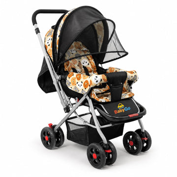 BabyGo Foldable Baby Stroller for Newborn, Infant & Toddler 03 Years | Lightweight Travel Pushchair | Safety Harness | Adjustab