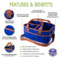 Baby Diaper Caddy Organizer Large With Shoulder Strap | Trendy Navy Blue Portable Nursery Storage Bin - Premium Quality Tote Bag