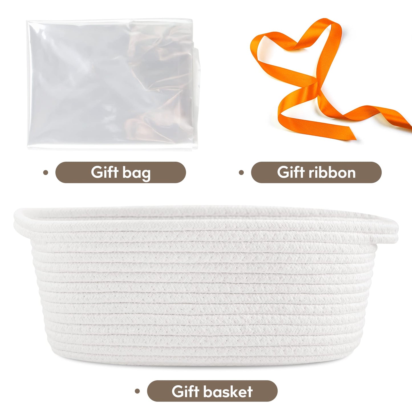 Pro Goleem Small Woven Basket With Gift Bags And Ribbons Durable Baskets For Fathers Day Gift Empty Small Rope Basket For Storag