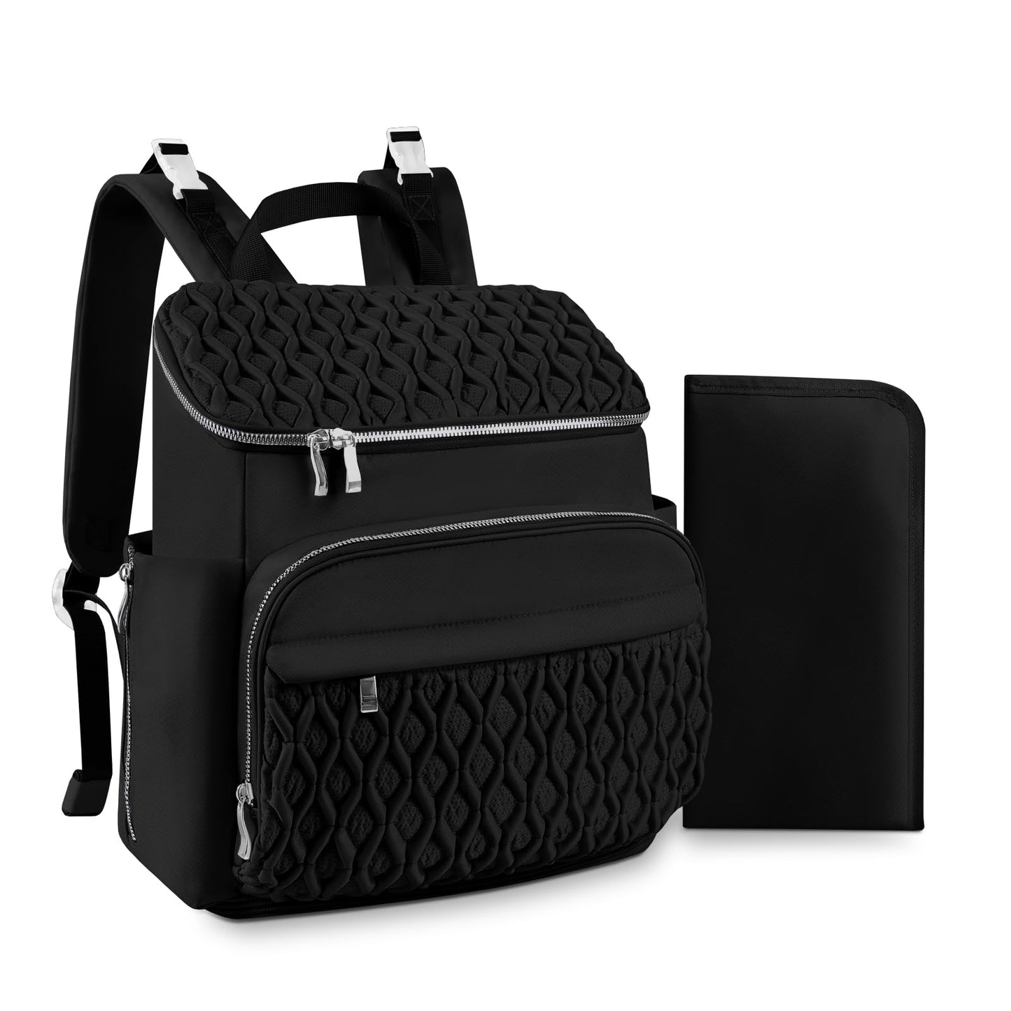 NatuFuse Baby Diaper Bag Backpack, Expandable Baby Bag for Girl Boy, Travel Diaper Backpack with Insulated Pocket, Changing Pad,
