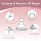 Maymom 2Nd Gen. Silicone Nipple Slow Flow, 4Pc; Compatible With Spectra/Motif Luna/Maymom Widemouth Bottles