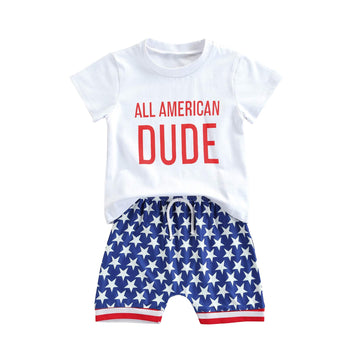 Fybitbo Baby Boy 4Th Of July Outfits Short Sleeve Tee Shirt And Casual Shorts 2Pcs Fourth Of July Summer Outfit (Stars And Strip