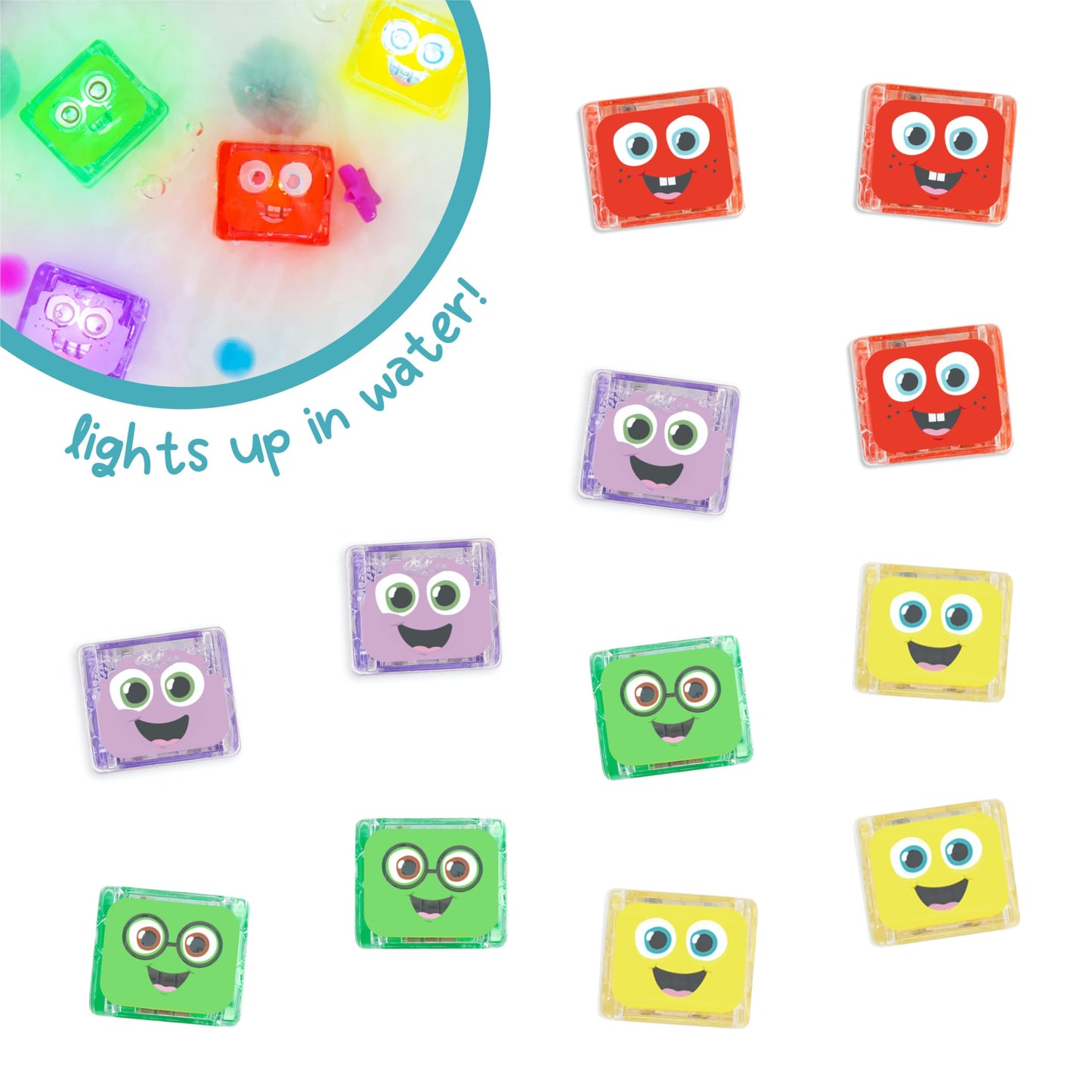 Glo Pals Water-Activated Light-Up Cubes for Sensory Play - 12 Pack