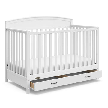 Graco Benton 5-in-1 Convertible Crib with Drawer (White) - Converts from Baby Crib to Toddler Bed, Daybed and Full-Size Bed, Fit