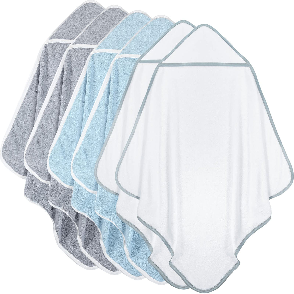 6 Packs Bamboo Hooded Towel Absorbent Soft Baby Bath Towel Unisex Newborn Baby Bath Essentials for Infant Baby Boy Girl, Gift Wh