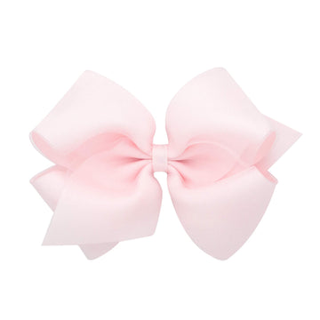 Wee Ones Girls' Grosgrain Hair Bows with Organza Overlay on a WeeStay Clip, King, Petal Pink