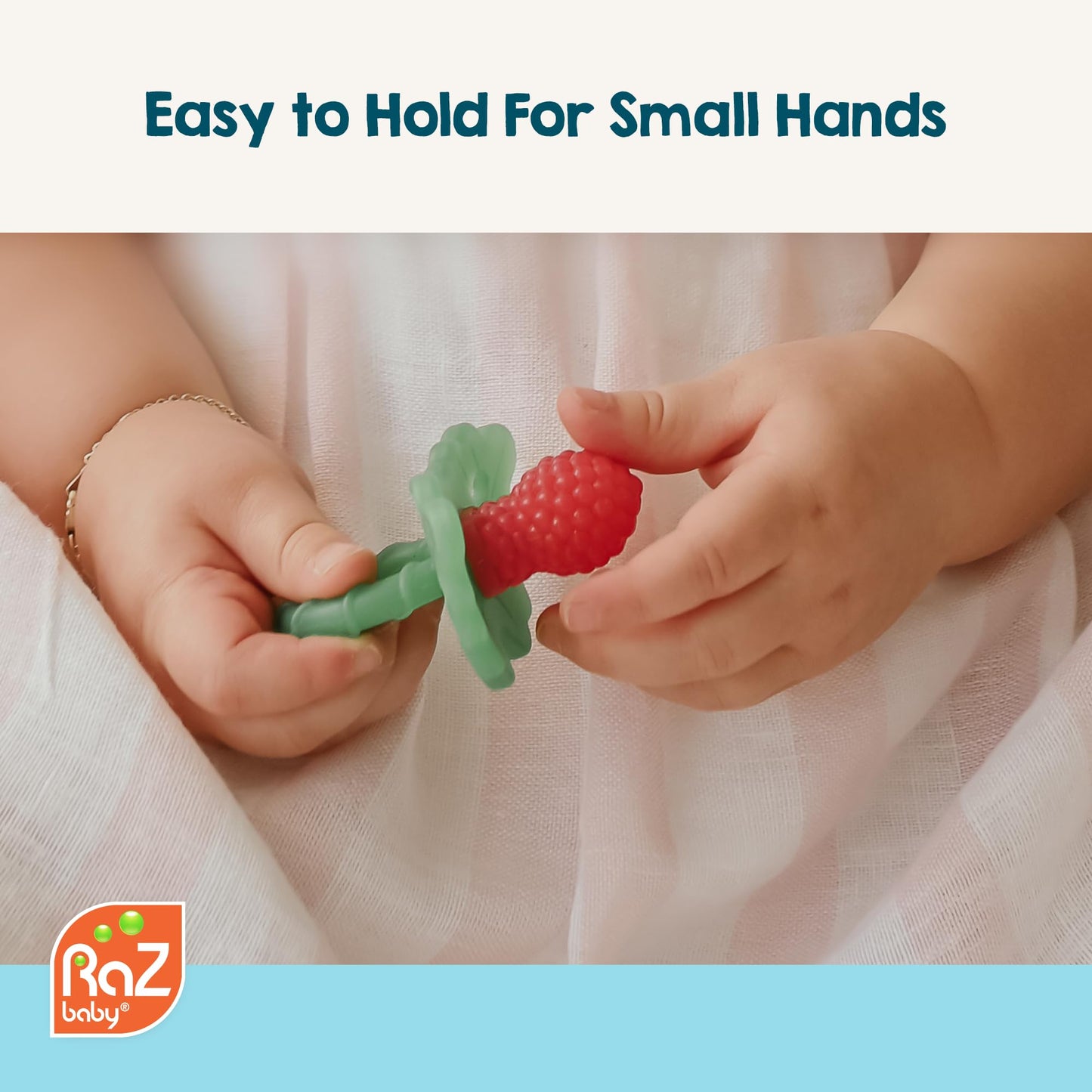 RaZbaby 2-Pack Silicone Berrybumps Baby Teething Toys - BPA Free, Hands Free Design, Teething Relief