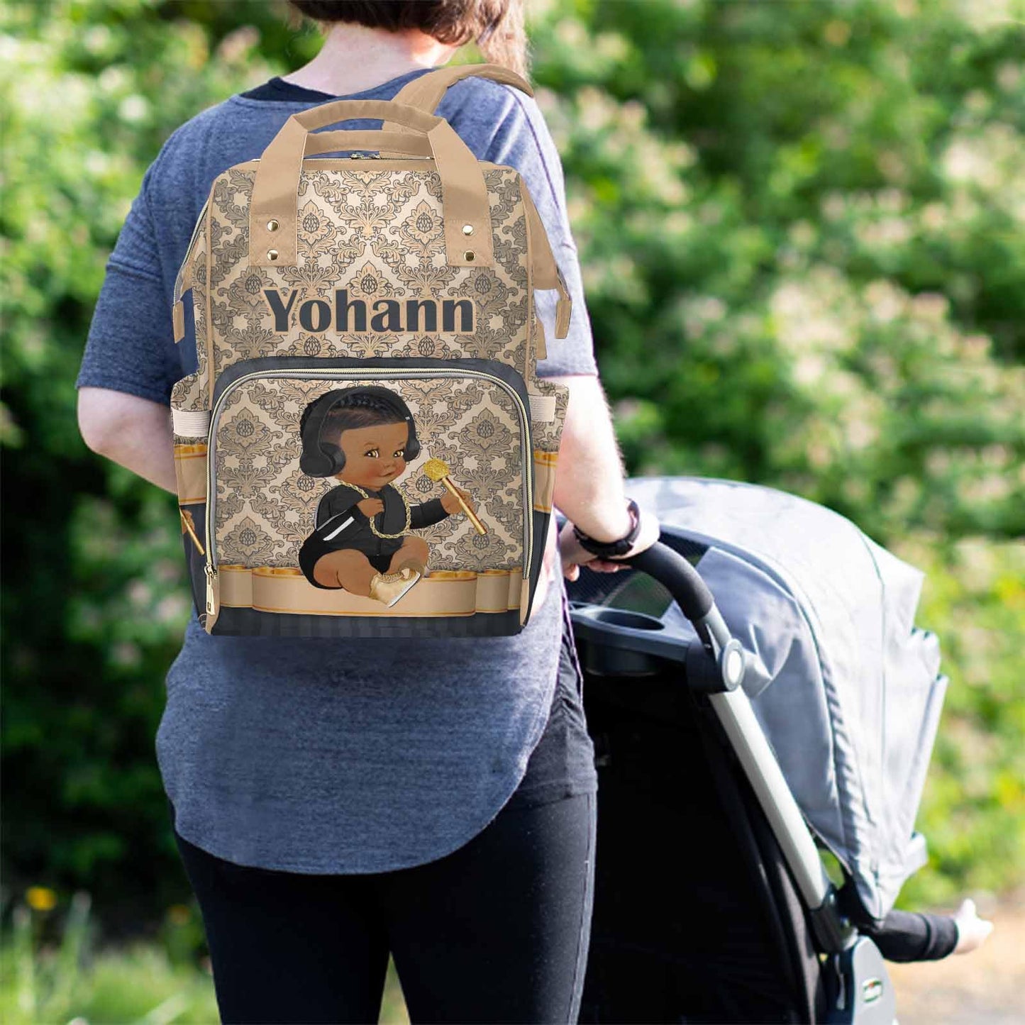 M Yescustom Custom Diaper Backpack With Name, Crown Baby Backpacks For Dad Mom - Insulated Pockets, Portable Nappy Bags - Nurser