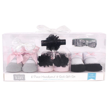 Hudson Baby Unisex Baby Headband And Socks Gift Set, Silver Ballet, One Size