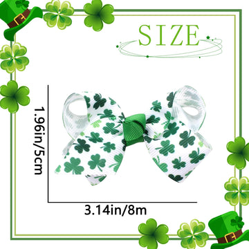 St. Patrick'S Hair Bows For Girls Cute Shamrock Green Hair Clips Bow Hair Accessories Party Supplies 2Pcs (Green Shamrock)