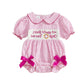 Bagilaanoe Half Birthday Outfit Baby Girl Half Way to Sweet ONE Donuts Short/Long Sleeve Romper Smocked Bubble Clothes (Short Sl