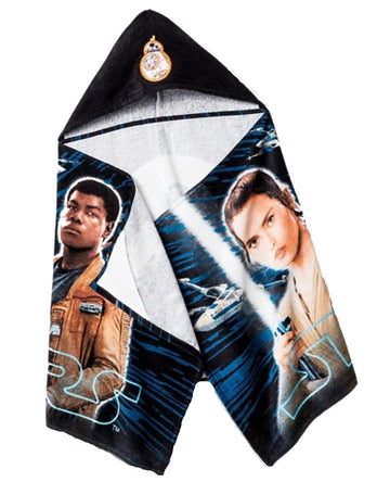 Star Wars Hooded Towel Finn, Rey & Bb8 Cotton Bath, Beach, Pool