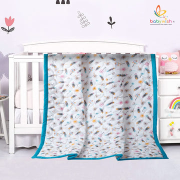 baby wish Muslin Cotton Baby Dohar Blanket Swaddle Giftset Pack of 1 Feather