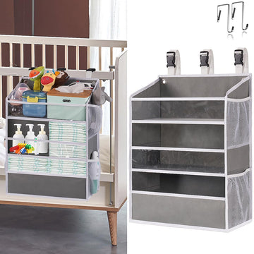 Wishjazz Xl Hanging Diaper Caddy Organizer For Changing Table, Crib, Playard, Wall & Door, Reinforced Diaper Stacker And Nursery