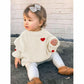 Boutikome Valentines Day Sweater Toddler Baby Girl Boy Heart Shirts Embroidery Knit Tops Spring Clothes Warm Winter Pullover(Whi