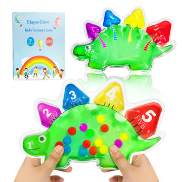 ElapseGlow Dinosaur Sensory Counting Toys for Toddlers 3-4, Montessori Color Sorting & Matching Games, Fine Motor Skills Develop