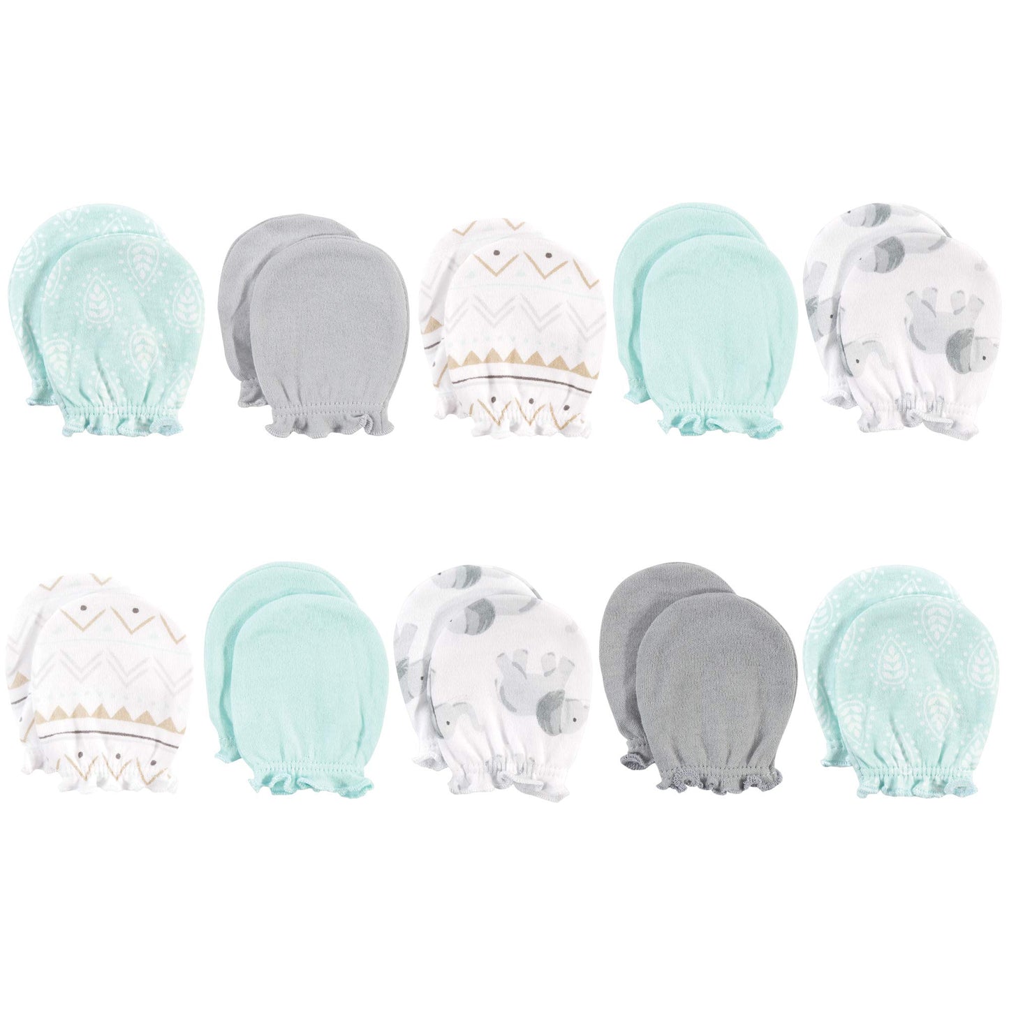 Hudson Baby Baby Girls Cotton Scratch Mittens, Gray Elephant, 0-6 Months Us