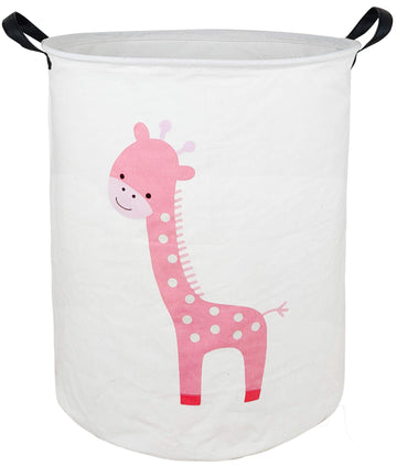 KUNRO Large Sized Storage Basket Waterproof Coating Organizer Bin Laundry Hamper for Nursery Clothes Toys (Giraffe)