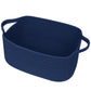 WILLITAT Cute Blue Woven Basket, Empty Gift Basket for Christmas, Thanksgiving, Easter, Birthday, Cotton Rope Storage Bin with H