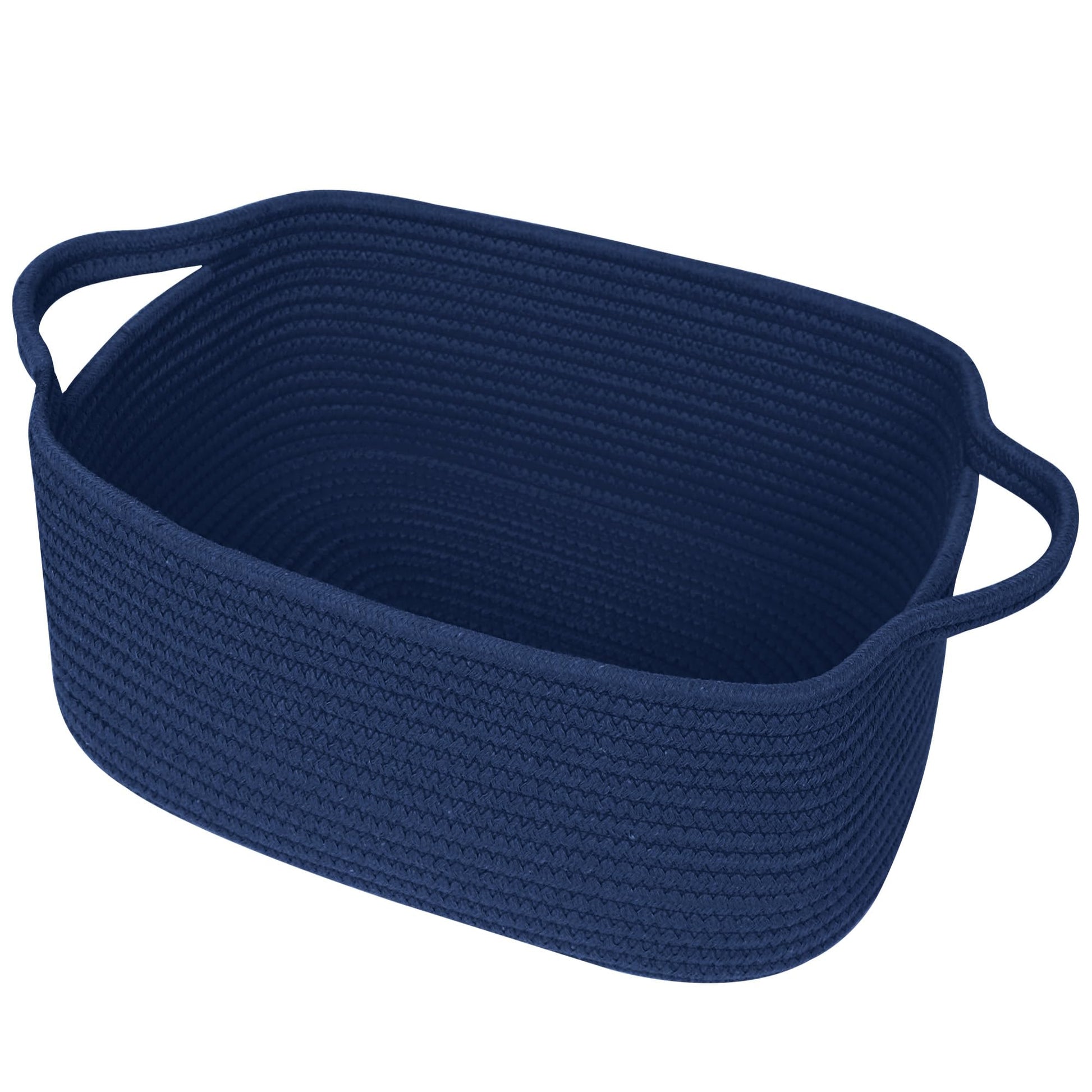 WILLITAT Cute Blue Woven Basket, Empty Gift Basket for Christmas, Thanksgiving, Easter, Birthday, Cotton Rope Storage Bin with H