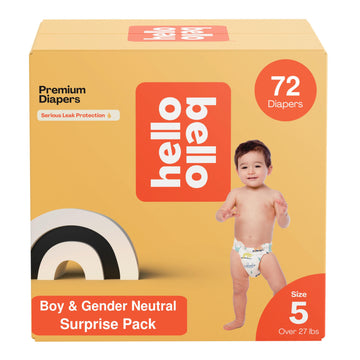Hello Bello Premium Diapers, Size 5 (27+ Lbs) Surprise Pack For Boys - 72 Count, Hypoallergenic With Soft, Cloth-Like Feel - Ass