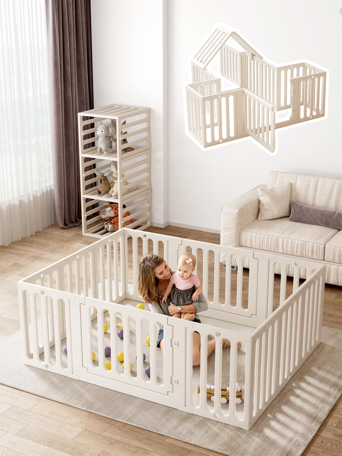 Vbaby Baby Playpen For Babies And Toddlers, 66' X 51' Plastic Baby Play Pen For Toddler 1-3, 12 Panels Large Baby Play Yard, I