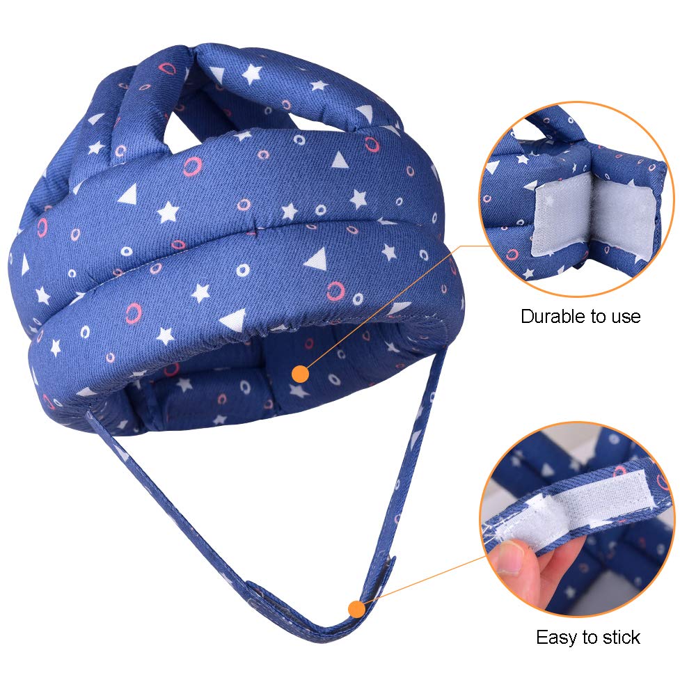 Toraso Baby Helmet & Baby Knee Pads For Crawling,Infant Helmet & Walking Baby Helmet,For Age 6-36 Months,Blue Shapes(A)