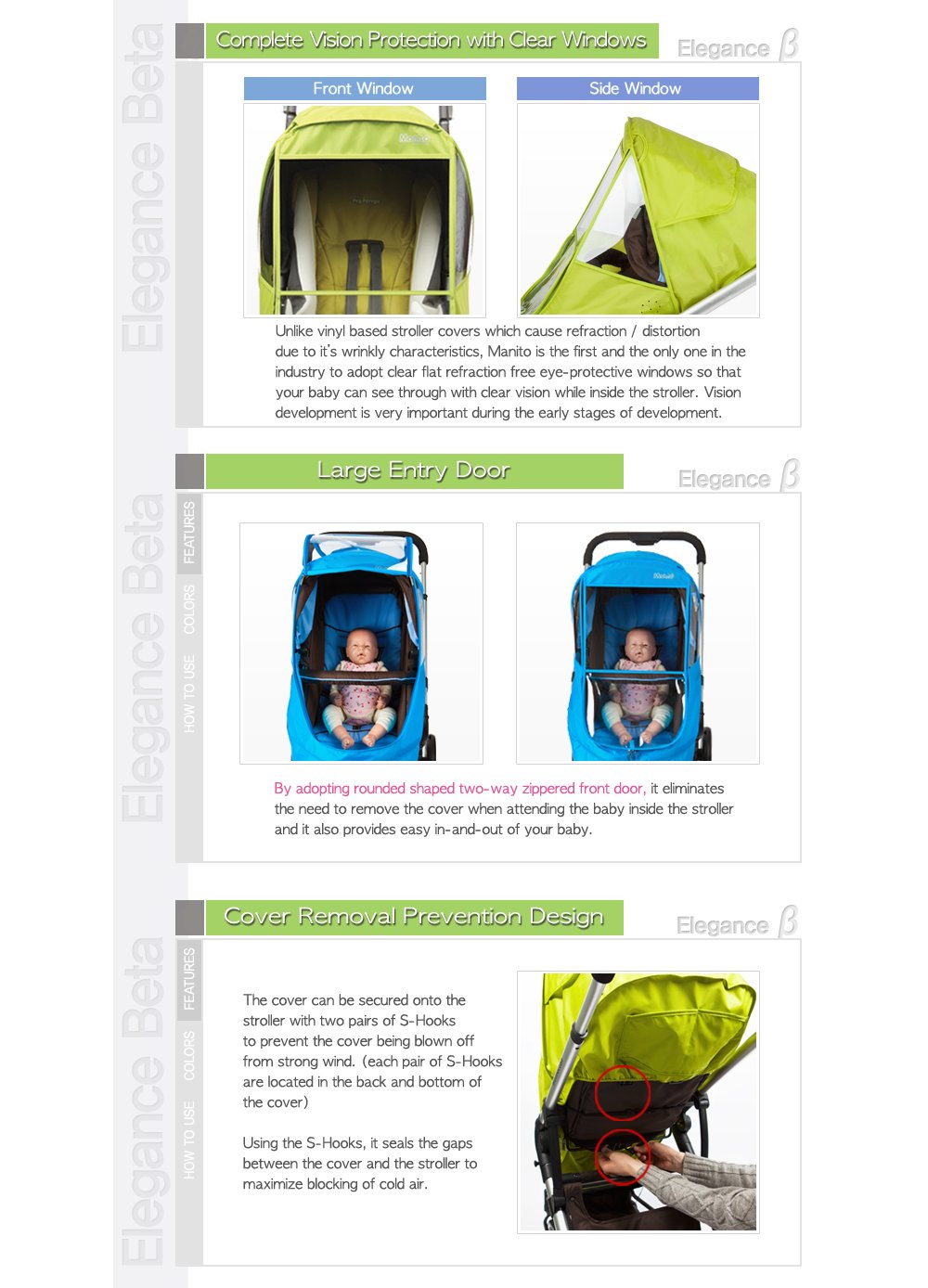 Manito Elegance Beta Stroller Weather Shield/Rain Cover - Red