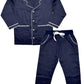 SHOPmOZO Pure Cotton Dot Printed Night Suit for Girls Top and Bottom Combo Sleep Wear (SM00164GIRLSSWSS_1112Y Navy Blue)