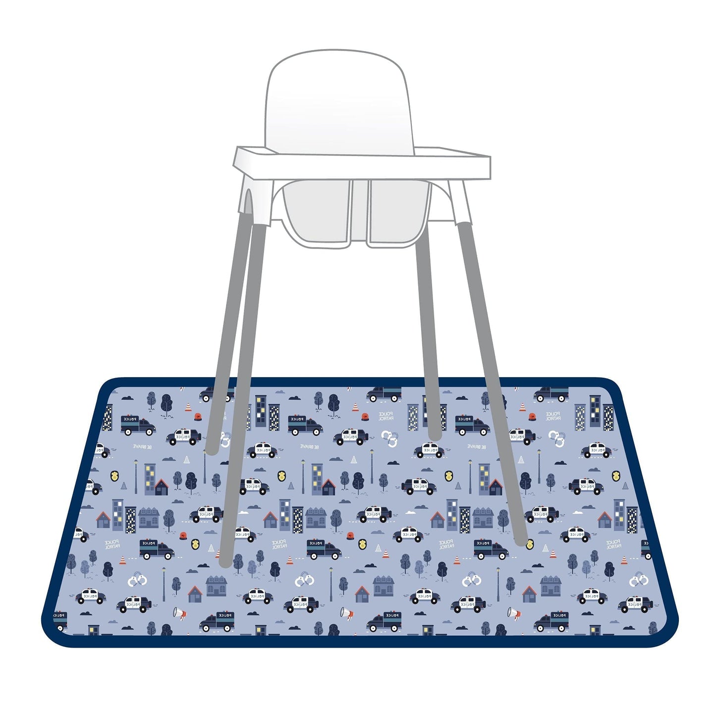 Bapronbaby Be Brave Police Patrol Splash Mat - Waterproof Catch-All For Under High Chairs, Floors, Tables, Playtime Or Arts & Cr