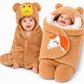 BRANDONN Baby Blankets New Born Combo Pack of Hooded Wrapper Sleeping Bag and Baby Bath Towel for 06 Months Baby Boys and Baby 