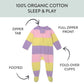 Honestbaby Baby Celebration Sleep & Play Footed One-Piece Pajama Sleeper 100% Organic Cotton, Easter Stripe Pink